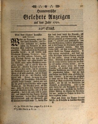 Hannoverische gelehrte Anzeigen (Hannoversche Anzeigen) Freitag 31. Juli 1750