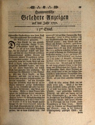 Hannoverische gelehrte Anzeigen (Hannoversche Anzeigen) Montag 10. August 1750