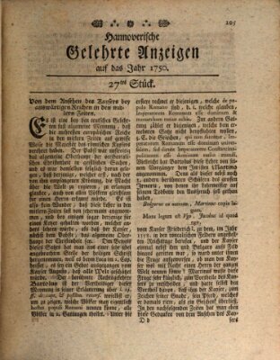 Hannoverische gelehrte Anzeigen (Hannoversche Anzeigen) Montag 28. September 1750