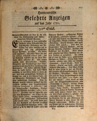 Hannoverische gelehrte Anzeigen (Hannoversche Anzeigen) Freitag 9. Oktober 1750