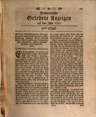 Hannoverische gelehrte Anzeigen (Hannoversche Anzeigen) Freitag 30. Oktober 1750