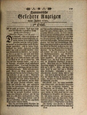 Hannoverische gelehrte Anzeigen (Hannoversche Anzeigen) Freitag 12. Februar 1751