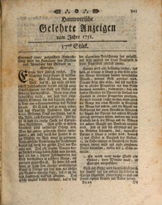 Hannoverische gelehrte Anzeigen (Hannoversche Anzeigen) Freitag 26. Februar 1751