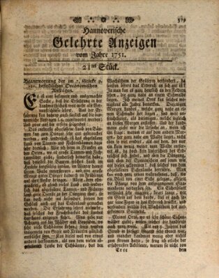 Hannoverische gelehrte Anzeigen (Hannoversche Anzeigen) Freitag 12. März 1751