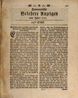 Hannoverische gelehrte Anzeigen (Hannoversche Anzeigen) Freitag 26. März 1751