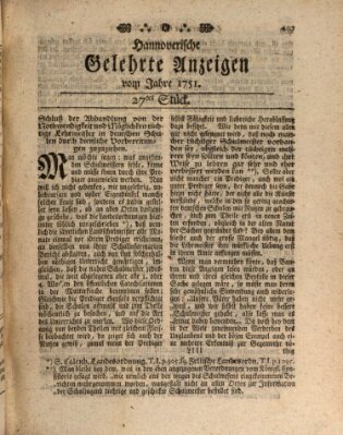 Hannoverische gelehrte Anzeigen (Hannoversche Anzeigen) Freitag 2. April 1751