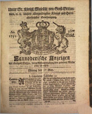 Hannoversche Anzeigen Montag 3. Mai 1751