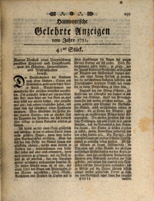 Hannoverische gelehrte Anzeigen (Hannoversche Anzeigen) Freitag 21. Mai 1751