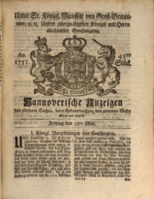 Hannoversche Anzeigen Freitag 28. Mai 1751