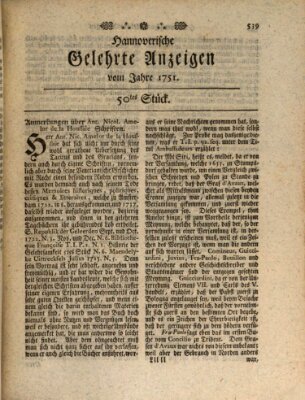 Hannoverische gelehrte Anzeigen (Hannoversche Anzeigen) Montag 21. Juni 1751