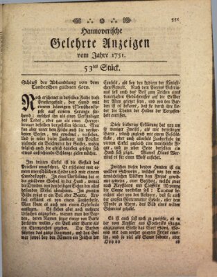 Hannoverische gelehrte Anzeigen (Hannoversche Anzeigen) Freitag 2. Juli 1751