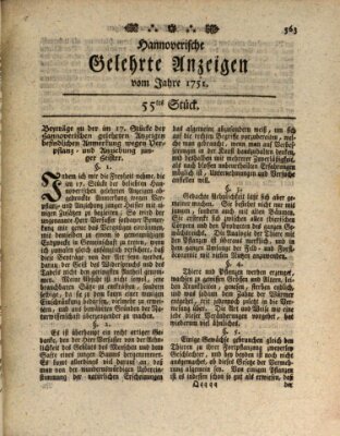 Hannoverische gelehrte Anzeigen (Hannoversche Anzeigen) Freitag 9. Juli 1751