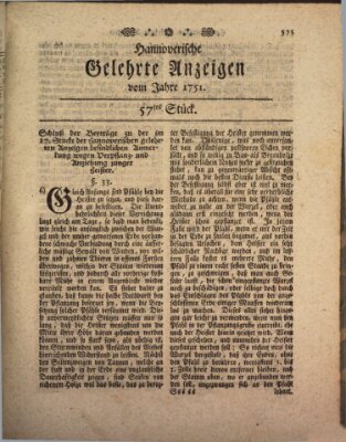 Hannoverische gelehrte Anzeigen (Hannoversche Anzeigen) Freitag 16. Juli 1751