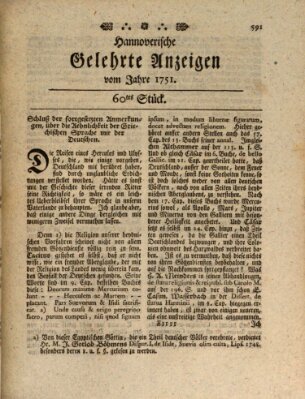 Hannoverische gelehrte Anzeigen (Hannoversche Anzeigen) Montag 26. Juli 1751