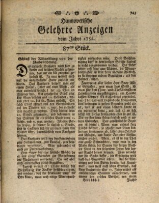 Hannoverische gelehrte Anzeigen (Hannoversche Anzeigen) Freitag 29. Oktober 1751