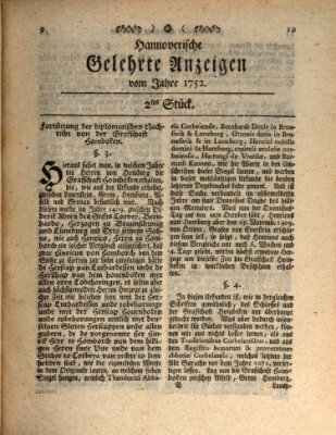 Hannoverische gelehrte Anzeigen (Hannoversche Anzeigen) Freitag 7. Januar 1752