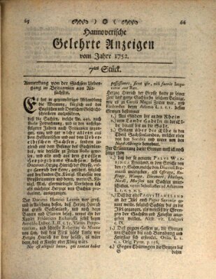 Hannoverische gelehrte Anzeigen (Hannoversche Anzeigen) Montag 24. Januar 1752