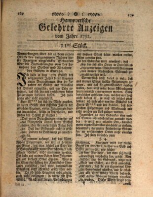 Hannoverische gelehrte Anzeigen (Hannoversche Anzeigen) Montag 7. Februar 1752