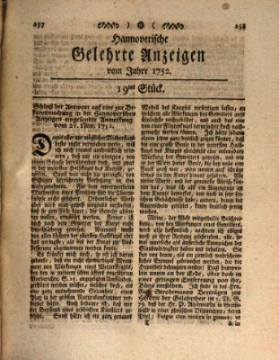 Hannoverische gelehrte Anzeigen (Hannoversche Anzeigen) Montag 6. März 1752