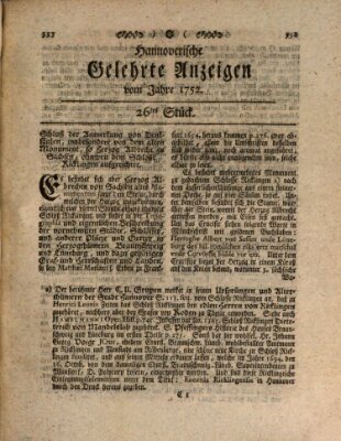 Hannoverische gelehrte Anzeigen (Hannoversche Anzeigen) Freitag 31. März 1752