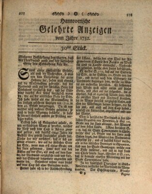 Hannoverische gelehrte Anzeigen (Hannoversche Anzeigen) Freitag 14. April 1752