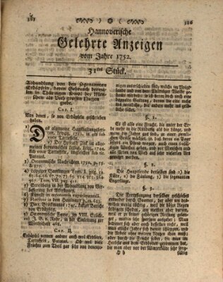 Hannoverische gelehrte Anzeigen (Hannoversche Anzeigen) Montag 17. April 1752