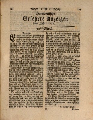 Hannoverische gelehrte Anzeigen (Hannoversche Anzeigen) Freitag 21. April 1752