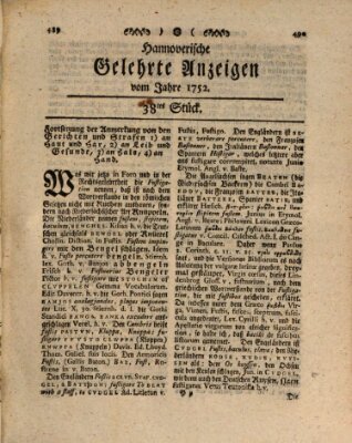 Hannoverische gelehrte Anzeigen (Hannoversche Anzeigen) Freitag 12. Mai 1752