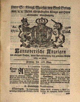 Hannoversche Anzeigen Freitag 12. Mai 1752