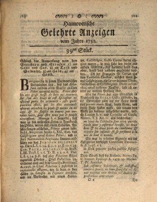 Hannoverische gelehrte Anzeigen (Hannoversche Anzeigen) Montag 15. Mai 1752