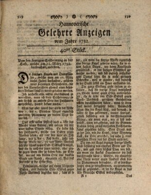 Hannoverische gelehrte Anzeigen (Hannoversche Anzeigen) Freitag 19. Mai 1752