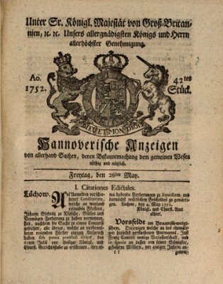 Hannoversche Anzeigen Freitag 26. Mai 1752