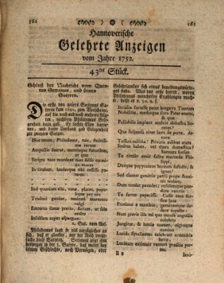 Hannoverische gelehrte Anzeigen (Hannoversche Anzeigen) Montag 29. Mai 1752