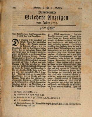 Hannoverische gelehrte Anzeigen (Hannoversche Anzeigen) Freitag 9. Juni 1752