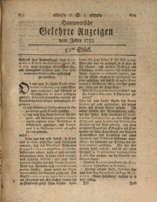 Hannoverische gelehrte Anzeigen (Hannoversche Anzeigen) Freitag 30. Juni 1752