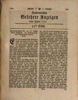 Hannoverische gelehrte Anzeigen (Hannoversche Anzeigen) Montag 3. Juli 1752