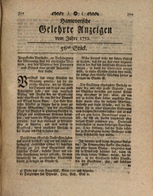 Hannoverische gelehrte Anzeigen (Hannoversche Anzeigen) Freitag 14. Juli 1752