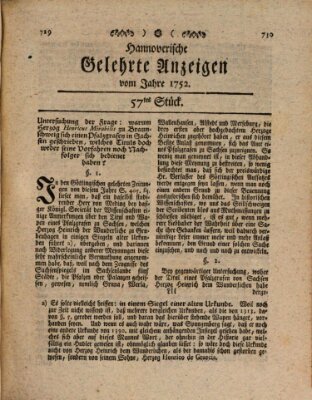 Hannoverische gelehrte Anzeigen (Hannoversche Anzeigen) Montag 17. Juli 1752