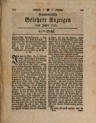 Hannoverische gelehrte Anzeigen (Hannoversche Anzeigen) Montag 31. Juli 1752