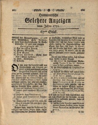 Hannoverische gelehrte Anzeigen (Hannoversche Anzeigen) Montag 21. August 1752