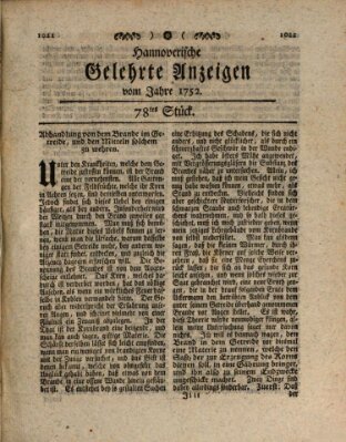 Hannoverische gelehrte Anzeigen (Hannoversche Anzeigen) Freitag 29. September 1752