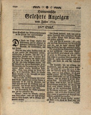 Hannoverische gelehrte Anzeigen (Hannoversche Anzeigen) Freitag 27. Oktober 1752