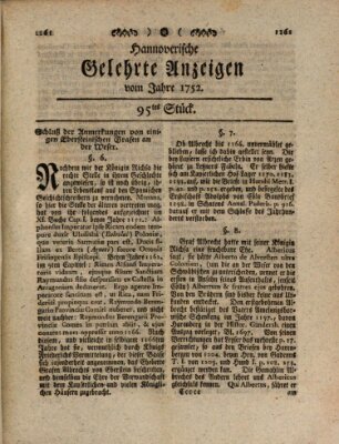 Hannoverische gelehrte Anzeigen (Hannoversche Anzeigen) Montag 27. November 1752