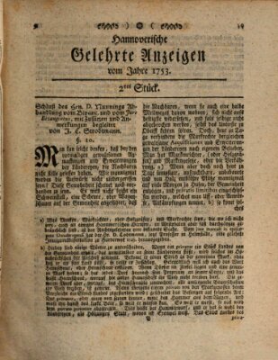 Hannoverische gelehrte Anzeigen (Hannoversche Anzeigen) Freitag 5. Januar 1753