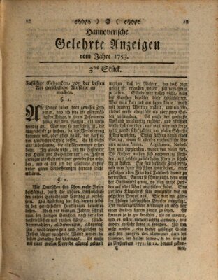 Hannoverische gelehrte Anzeigen (Hannoversche Anzeigen) Montag 8. Januar 1753