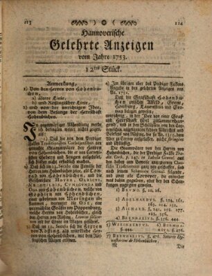 Hannoverische gelehrte Anzeigen (Hannoversche Anzeigen) Freitag 9. Februar 1753