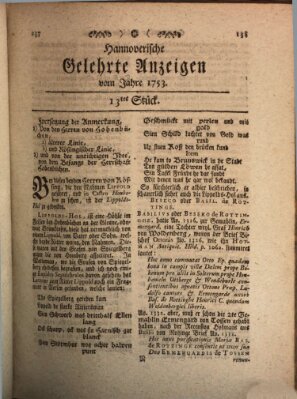 Hannoverische gelehrte Anzeigen (Hannoversche Anzeigen) Montag 12. Februar 1753