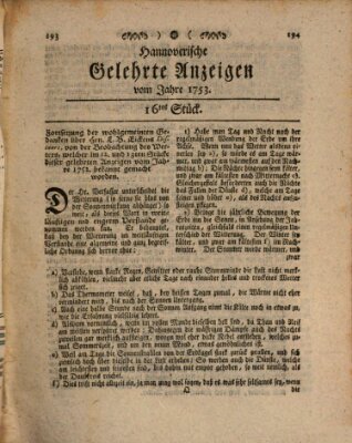 Hannoverische gelehrte Anzeigen (Hannoversche Anzeigen) Freitag 23. Februar 1753