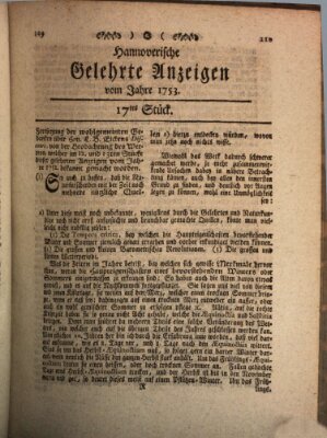 Hannoverische gelehrte Anzeigen (Hannoversche Anzeigen) Montag 26. Februar 1753