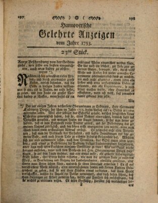 Hannoverische gelehrte Anzeigen (Hannoversche Anzeigen) Montag 19. März 1753